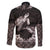 Hawaiian Lei Turtle and Plumeria Family Matching Mermaid Dress and Hawaiian Shirt Polynerian Art Tattoo-Grayscale Mode