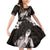 Hawaiian Lei Turtle and Plumeria Family Matching Off Shoulder Short Dress and Hawaiian Shirt Polynerian Art Tattoo-Grayscale Mode