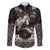 Hawaiian Lei Turtle and Plumeria Family Matching Puletasi and Hawaiian Shirt Polynerian Art Tattoo-Grayscale Mode