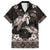 Hawaiian Lei Turtle and Plumeria Family Matching Short Sleeve Bodycon Dress and Hawaiian Shirt Polynerian Art Tattoo-Grayscale Mode