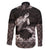 Hawaiian Lei Turtle and Plumeria Family Matching Short Sleeve Bodycon Dress and Hawaiian Shirt Polynerian Art Tattoo-Grayscale Mode