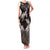 Hawaiian Lei Turtle and Plumeria Family Matching Tank Maxi Dress and Hawaiian Shirt Polynerian Art Tattoo-Grayscale Mode