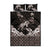 Hawaiian Lei Turtle and Plumeria Quilt Bed Set Polynerian Art Tattoo-Grayscale Mode