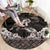 Hawaiian Lei Turtle and Plumeria Round Carpet Polynerian Art Tattoo-Grayscale Mode
