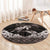 Hawaiian Lei Turtle and Plumeria Round Carpet Polynerian Art Tattoo-Grayscale Mode