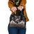 Hawaiian Lei Turtle and Plumeria Shoulder Handbag Polynerian Art Tattoo-Grayscale Mode