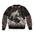 Hawaiian Lei Turtle and Plumeria Sleeve Zip Bomber Jacket Polynerian Art Tattoo-Grayscale Mode