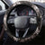 Hawaiian Lei Turtle and Plumeria Steering Wheel Cover Polynerian Art Tattoo-Grayscale Mode