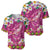 Hawaiian Plumeria and Humpback Whales Baseball Jersey Polynerian Art Tattoo-Plum Pink Color