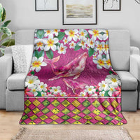 Hawaiian Plumeria and Humpback Whales Blanket Polynerian Art Tattoo-Plum Pink Color LT03 - Polynesian Pride