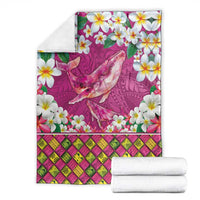 Hawaiian Plumeria and Humpback Whales Blanket Polynerian Art Tattoo-Plum Pink Color LT03 - Polynesian Pride