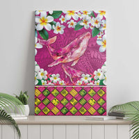 Hawaiian Plumeria and Humpback Whales Canvas Wall Art Polynerian Art Tattoo-Plum Pink Color