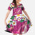 Hawaiian Plumeria and Humpback Whales Family Matching Puletasi and Hawaiian Shirt Polynerian Art Tattoo-Plum Pink Color
