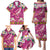 Hawaiian Plumeria and Humpback Whales Family Matching Puletasi and Hawaiian Shirt Polynerian Art Tattoo-Plum Pink Color