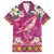 Hawaiian Plumeria and Humpback Whales Family Matching Puletasi and Hawaiian Shirt Polynerian Art Tattoo-Plum Pink Color