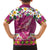 Hawaiian Plumeria and Humpback Whales Family Matching Summer Maxi Dress and Hawaiian Shirt Polynerian Art Tattoo-Plum Pink Color