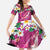 Hawaiian Plumeria and Humpback Whales Family Matching Summer Maxi Dress and Hawaiian Shirt Polynerian Art Tattoo-Plum Pink Color