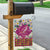 Hawaiian Plumeria and Humpback Whales Garden Flag Polynerian Art Tattoo-Plum Pink Color