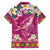 Hawaiian Plumeria and Humpback Whales Hawaiian Shirt Polynerian Art Tattoo-Plum Pink Color