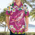 Hawaiian Plumeria and Humpback Whales Hawaiian Shirt Polynerian Art Tattoo-Plum Pink Color