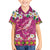 Hawaiian Plumeria and Humpback Whales Kid Hawaiian Shirt Polynerian Art Tattoo-Plum Pink Color