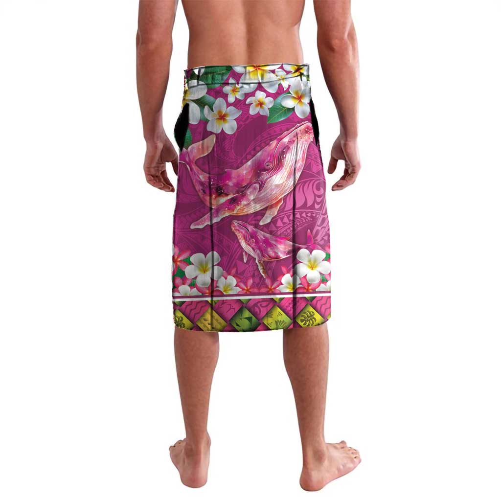 Hawaiian Plumeria and Humpback Whales Lavalava Polynerian Art Tattoo-Plum Pink Color