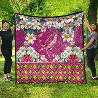 Hawaiian Plumeria and Humpback Whales Quilt Polynerian Art Tattoo-Plum Pink Color