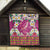 Hawaiian Plumeria and Humpback Whales Quilt Polynerian Art Tattoo-Plum Pink Color