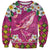 Hawaiian Plumeria and Humpback Whales Sweatshirt Polynerian Art Tattoo-Plum Pink Color