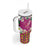 Hawaiian Plumeria and Humpback Whales Tumbler With Handle Polynerian Art Tattoo-Plum Pink Color
