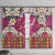 Hawaiian Plumeria and Humpback Whales Window Curtain Polynerian Art Tattoo-Plum Pink Color