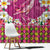 Hawaiian Plumeria and Humpback Whales Window Curtain Polynerian Art Tattoo-Plum Pink Color