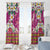 Hawaiian Plumeria and Humpback Whales Window Curtain Polynerian Art Tattoo-Plum Pink Color
