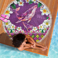 Hawaiian Plumeria and Humpback Whales Beach Blanket Polynerian Art Tattoo-Mauve Color