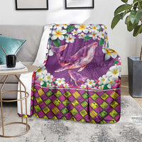 Hawaiian Plumeria and Humpback Whales Blanket Polynerian Art Tattoo-Mauve Color LT03 - Polynesian Pride
