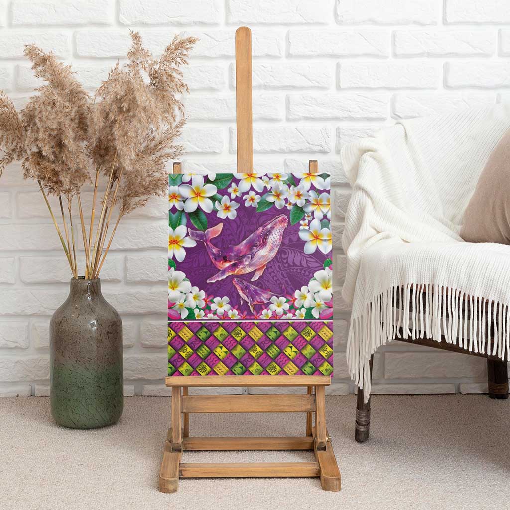Hawaiian Plumeria and Humpback Whales Canvas Wall Art Polynerian Art Tattoo-Mauve Color LT03 - Polynesian Pride