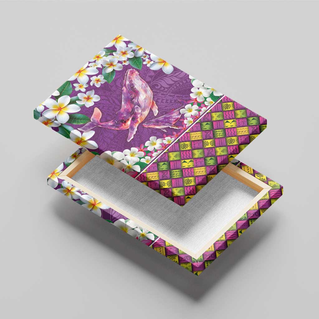 Hawaiian Plumeria and Humpback Whales Canvas Wall Art Polynerian Art Tattoo-Mauve Color LT03 - Polynesian Pride