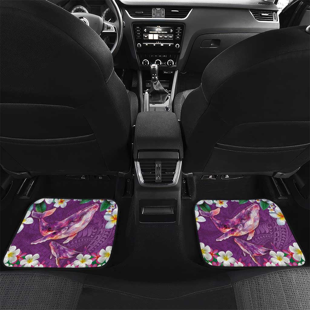 Hawaiian Plumeria and Humpback Whales Car Mats Polynerian Art Tattoo-Mauve Color