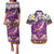 Hawaiian Plumeria and Humpback Whales Couples Matching Puletasi and Hawaiian Shirt Polynerian Art Tattoo-Mauve Color