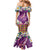 Hawaiian Plumeria and Humpback Whales Family Matching Mermaid Dress and Hawaiian Shirt Polynerian Art Tattoo-Mauve Color
