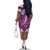 Hawaiian Plumeria and Humpback Whales Family Matching Off The Shoulder Long Sleeve Dress and Hawaiian Shirt Polynerian Art Tattoo-Mauve Color