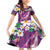 Hawaiian Plumeria and Humpback Whales Family Matching Off Shoulder Short Dress and Hawaiian Shirt Polynerian Art Tattoo-Mauve Color