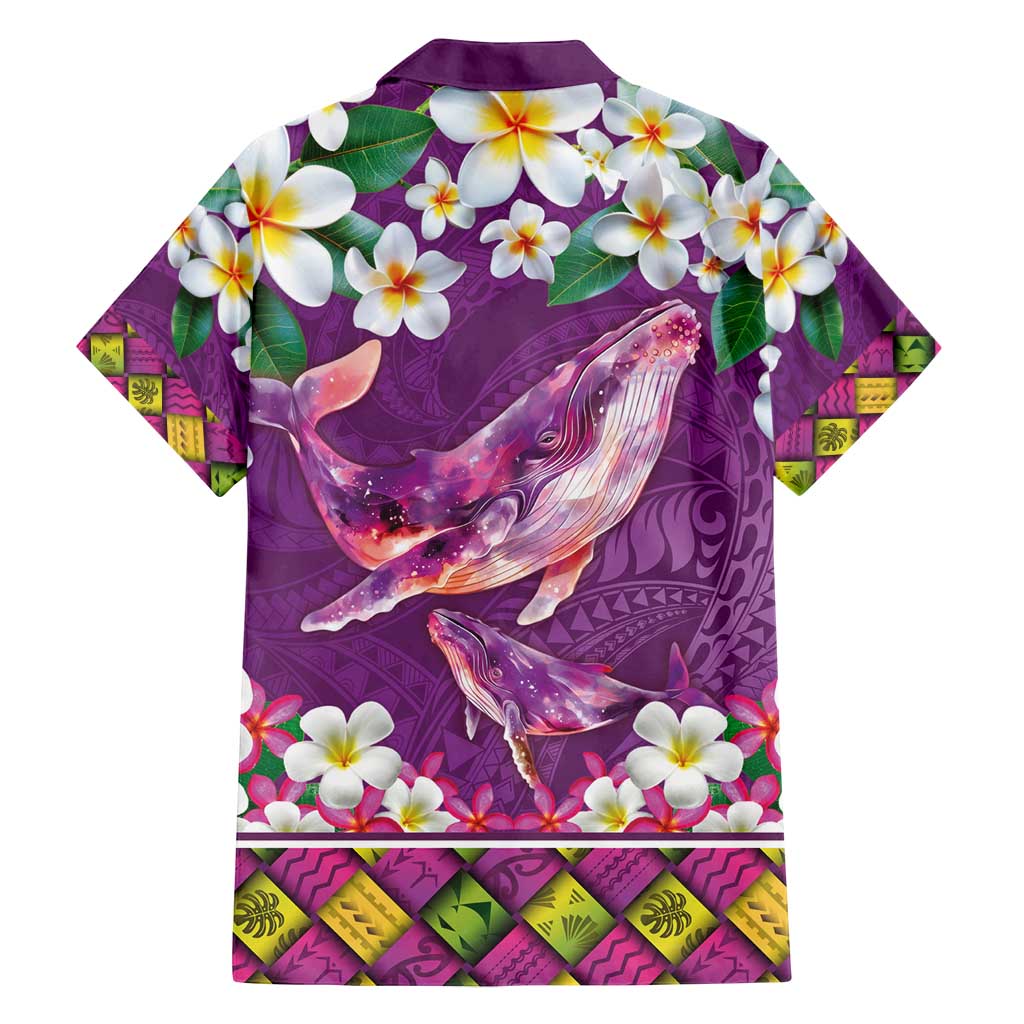 Hawaiian Plumeria and Humpback Whales Family Matching Puletasi and Hawaiian Shirt Polynerian Art Tattoo-Mauve Color