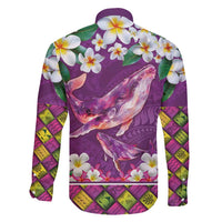 Hawaiian Plumeria and Humpback Whales Family Matching Puletasi and Hawaiian Shirt Polynerian Art Tattoo-Mauve Color