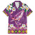Hawaiian Plumeria and Humpback Whales Family Matching Summer Maxi Dress and Hawaiian Shirt Polynerian Art Tattoo-Mauve Color