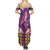 Hawaiian Plumeria and Humpback Whales Family Matching Summer Maxi Dress and Hawaiian Shirt Polynerian Art Tattoo-Mauve Color