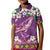 Hawaiian Plumeria and Humpback Whales Kid Polo Shirt Polynerian Art Tattoo-Mauve Color