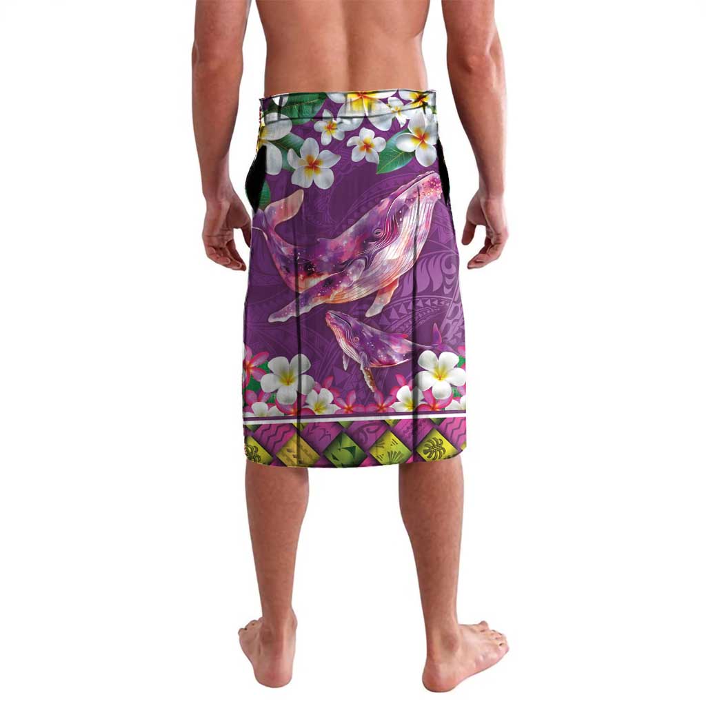 Hawaiian Plumeria and Humpback Whales Lavalava Polynerian Art Tattoo-Mauve Color