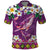 Hawaiian Plumeria and Humpback Whales Polo Shirt Polynerian Art Tattoo-Mauve Color