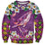 Hawaiian Plumeria and Humpback Whales Sweatshirt Polynerian Art Tattoo-Mauve Color